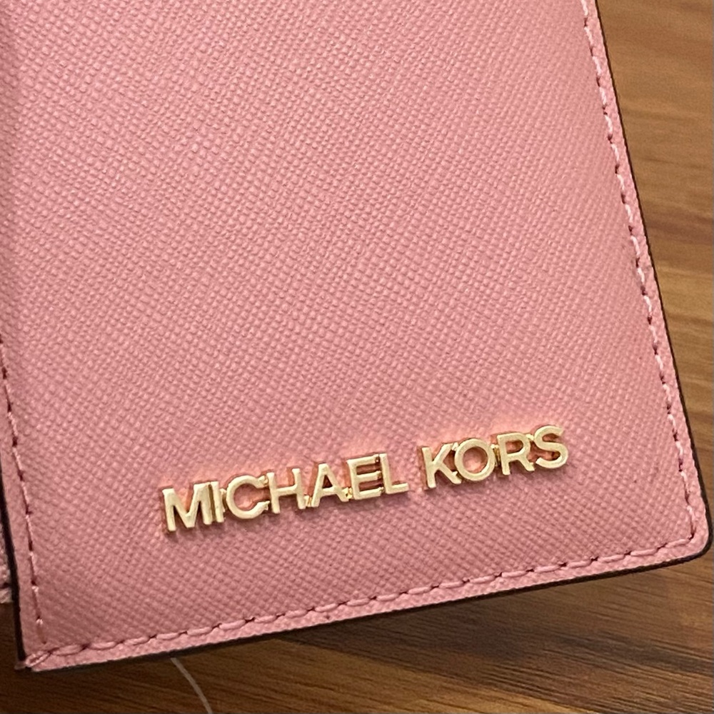 MICHAEL Michael Kors Jet Set Travel Top Zip Card Case Saffiano Leather Primrose - Picture 4 of 10